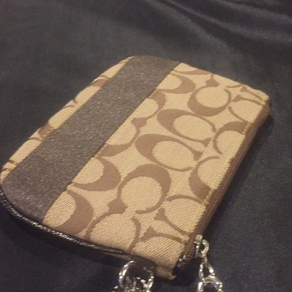 Coach signature stripe small wristlet khaki brown - Picture 6 of 8